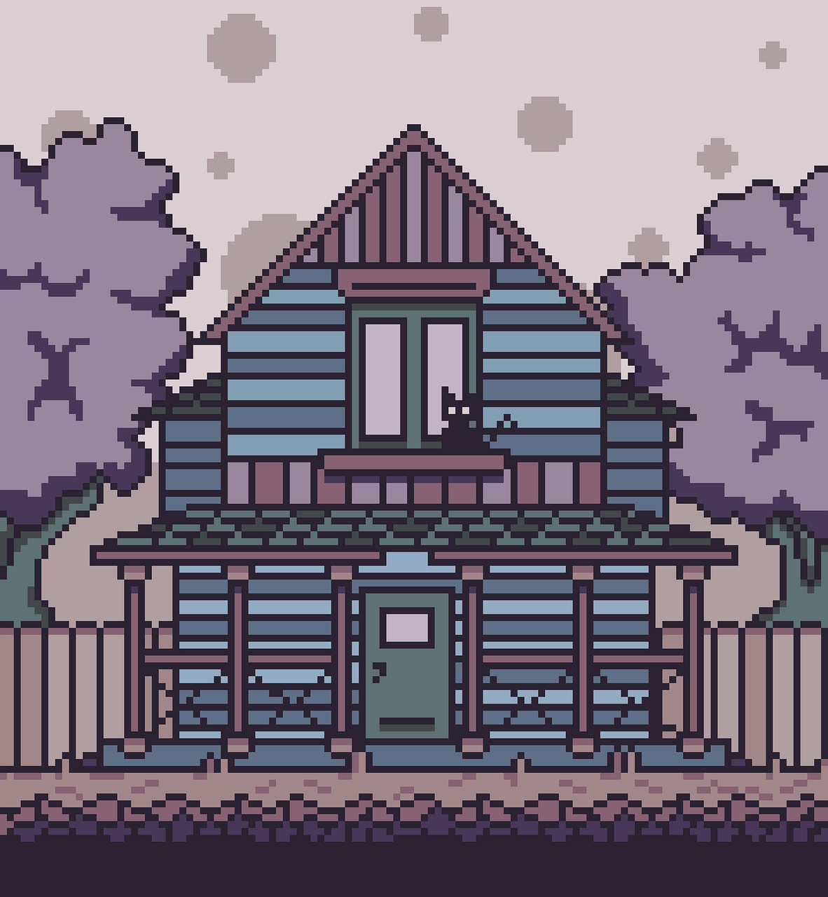 Pixel Art House Pixel art house with a black cat.